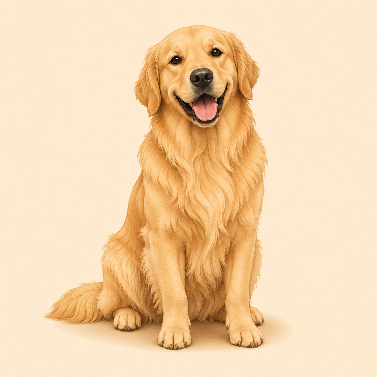 Golden Retriever dog illustration for DogsAllIn breed collection