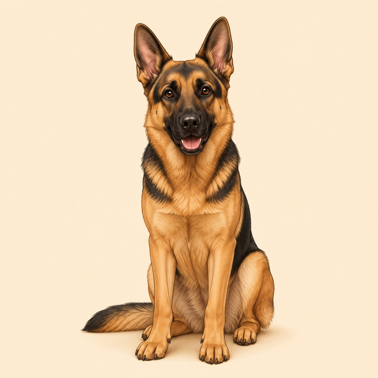 German Shepherd dog illustration for DogsAllIn breed collection